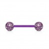 Piercing de langue UV 17 - Lilas flexible paillettes