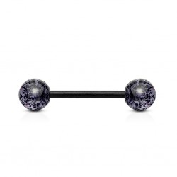 Piercing de langue UV 17 - Noir flexible paillettes