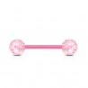 Piercing de langue UV 17 - Rose flexible paillettes