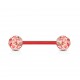 Piercing de langue UV 17 - Rouge flexible paillettes