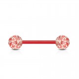 Piercing de langue UV 17 - Rouge flexible paillettes