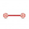 Piercing de langue UV 17 - Rouge flexible paillettes