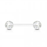 Piercing de langue UV 17 - Transparent flexible paillettes