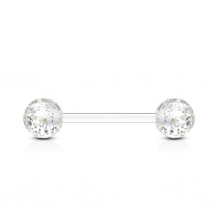 Piercing de langue UV 17 - Transparent flexible paillettes