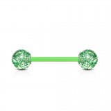 Piercing de langue UV 17 - Vert flexible paillettes