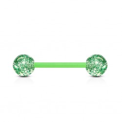 Piercing de langue UV 17 - Vert flexible paillettes