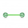 Piercing de langue UV 17 - Vert flexible paillettes