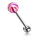Piercing langue 66 - Beach-ball luisant lilas et orange