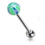 Piercing langue 66 - Beach-ball luisant bleu et vert