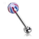 Piercing langue 66 - Beach-ball luisant bleu et rouge