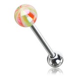 Piercing langue 66 - Beach-ball luisant rose et jaune