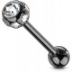 Piercing pour langue PVD 22 - Noir multistrass
