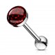Piercing langue 74 - Acier paillettes rouges