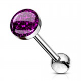 Piercing langue 74 - Acier paillettes lilas