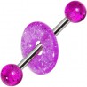 Piercing langue coquine Donuts rond paillettes lilas (08)