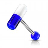 Piercing langue coquine 09 - Pilule acrylique bleues