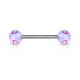 Piercing de langue UV 93 - Bleu-clair coeurs roses
