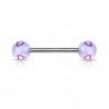Piercing de langue UV 93 - Bleu-clair coeurs roses
