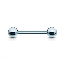 Piercing pour langue PVD 01 - Bleu-clair boules
