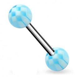 Piercing de langue UV 06 - Checker bleu-clair