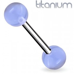 Piercing langue titane G23 unicolore bleu-clair