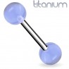 Piercing langue titane G23 unicolore bleu-clair