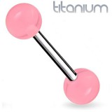 Piercing langue titane G23 unicolore rose