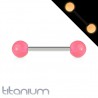 Piercing langue titane G23 fluorescent rose