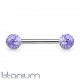 Piercing langue titane G23 paillettes bleues