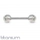 Piercing langue titane G23 paillettes transparentes