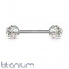 Piercing langue titane G23 paillettes transparentes
