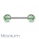 Piercing langue titane G23 paillettes vertes