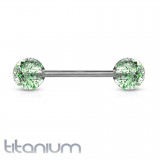 Piercing langue titane G23 paillettes vertes