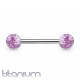 Piercing langue titane G23 paillettes lilas