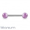 Piercing langue titane G23 paillettes lilas