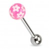 Piercing de langue UV 97 - Rose et blanc fleurs