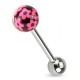 Piercing de langue UV 97 - Rose et noir fleurs