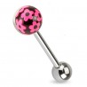 Piercing de langue UV 97 - Rose et noir fleurs