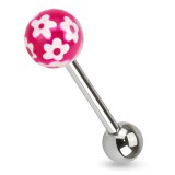 Piercing de langue UV 97 - Lilas et blanc fleurs