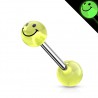 Piercing de langue UV 51 - Smiley fluorescent vert-pomme