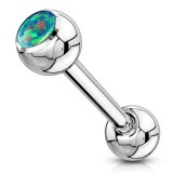 Piercing langue 132 - Strass opalite verte