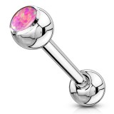 Piercing langue 132 - Strass opalite rose