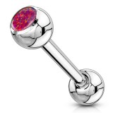 Piercing langue 132 - Strass opalite rouge