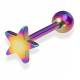 Piercing pour langue PVD 03 - Rainbow étoile
