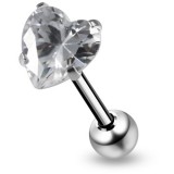 Piercing langue 35 - Zircone coeur transparent