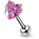 Piercing langue 35 - Zircone coeur rose