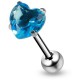 Piercing langue 35 - Zircone coeur bleu-clair