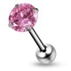 Piercing langue 38 - Zircone rond rose