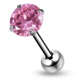 Piercing langue 38 - Zircone rond rose