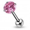 Piercing langue 38 - Zircone rond rose